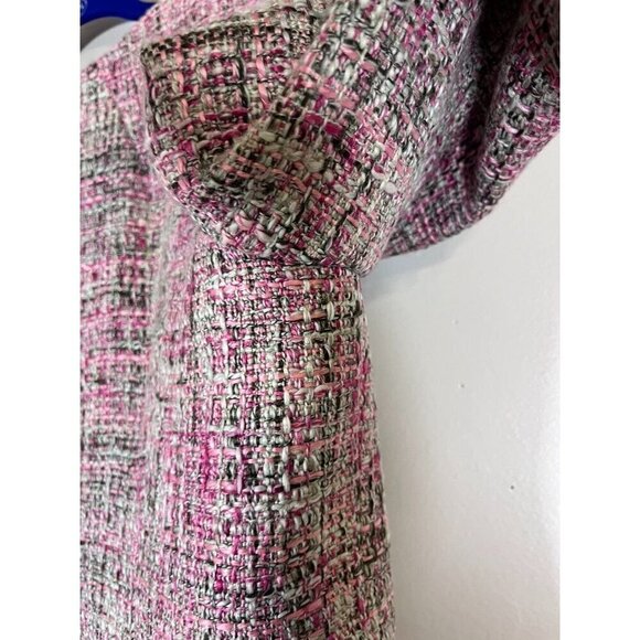 INC Tweed Blazer XL Pink Old Money Preppy Luxury Y2K Lined Fringe Ruffle Career - Picture 11 of 14